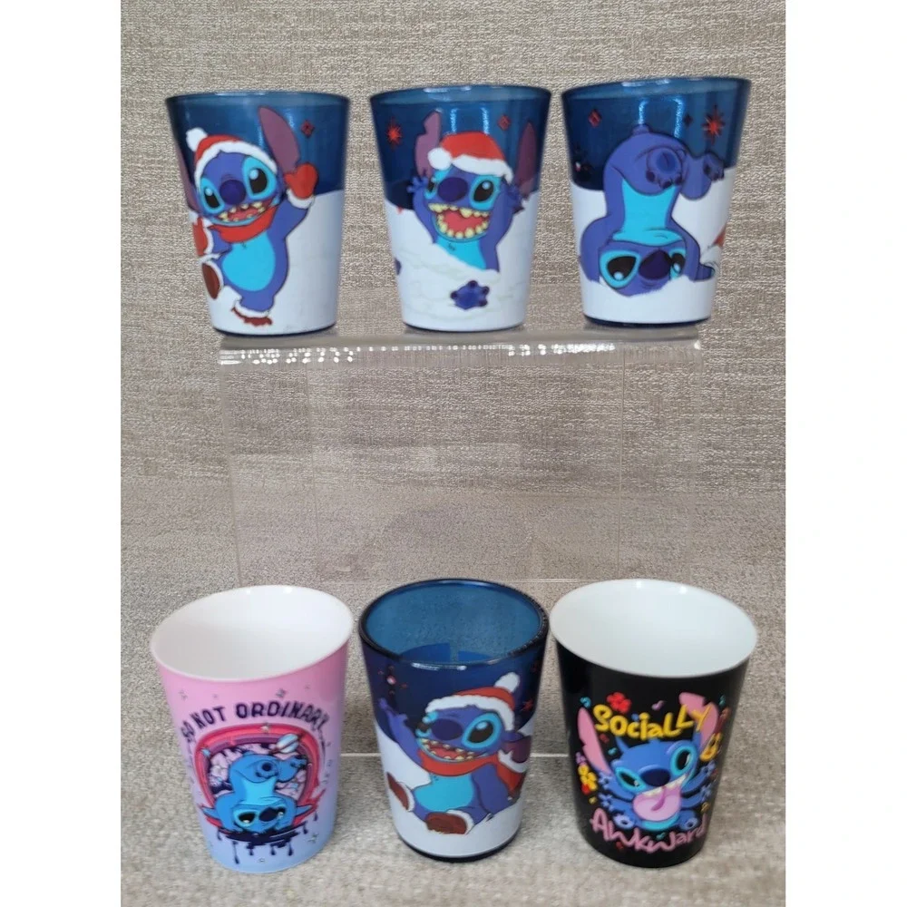 Disney Lilo and Stitch Shot Glass Collection Stitch Christmas Glass &‎ Plastic